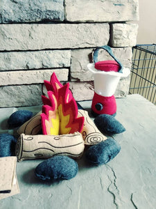 Felt Campfire with lantern play set - Felt Bonfire Playset - kids camping - play campfire - campfire play set - gift for kids