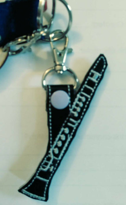 Marching Band Musical Instrument keychain, flute, clarinet, saxophone,  trumpet, trombone, french horn, drum sticks, gift for band students