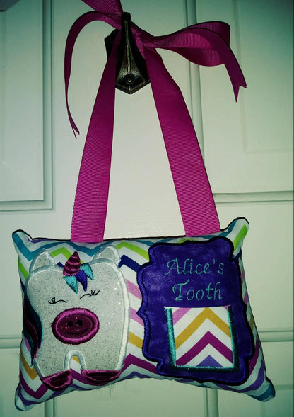 Tooth fairy pillow - unicorn - personalized - rainbow - fantasy - keepsake tooth fairy pillow - girl tooth fairy pillow - custom colors