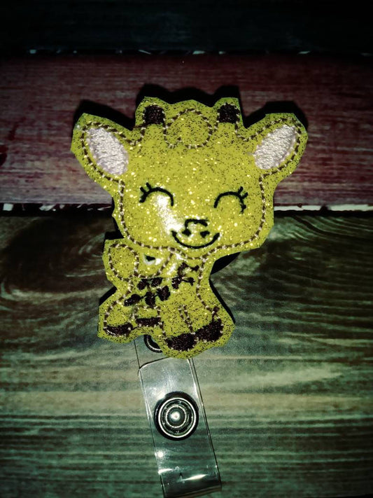 Giraffe Badge Reel - Retractable ID Badge Holder - name badge holder - retractable reel - cute badge reel - animal badge reel - badge clip