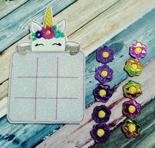 Unicorn Tic Tac Toe Game Board and Pieces - birthday party favor - Easter Basket - Classic Game - Quiet Toy Fantasy - Mythical - non food