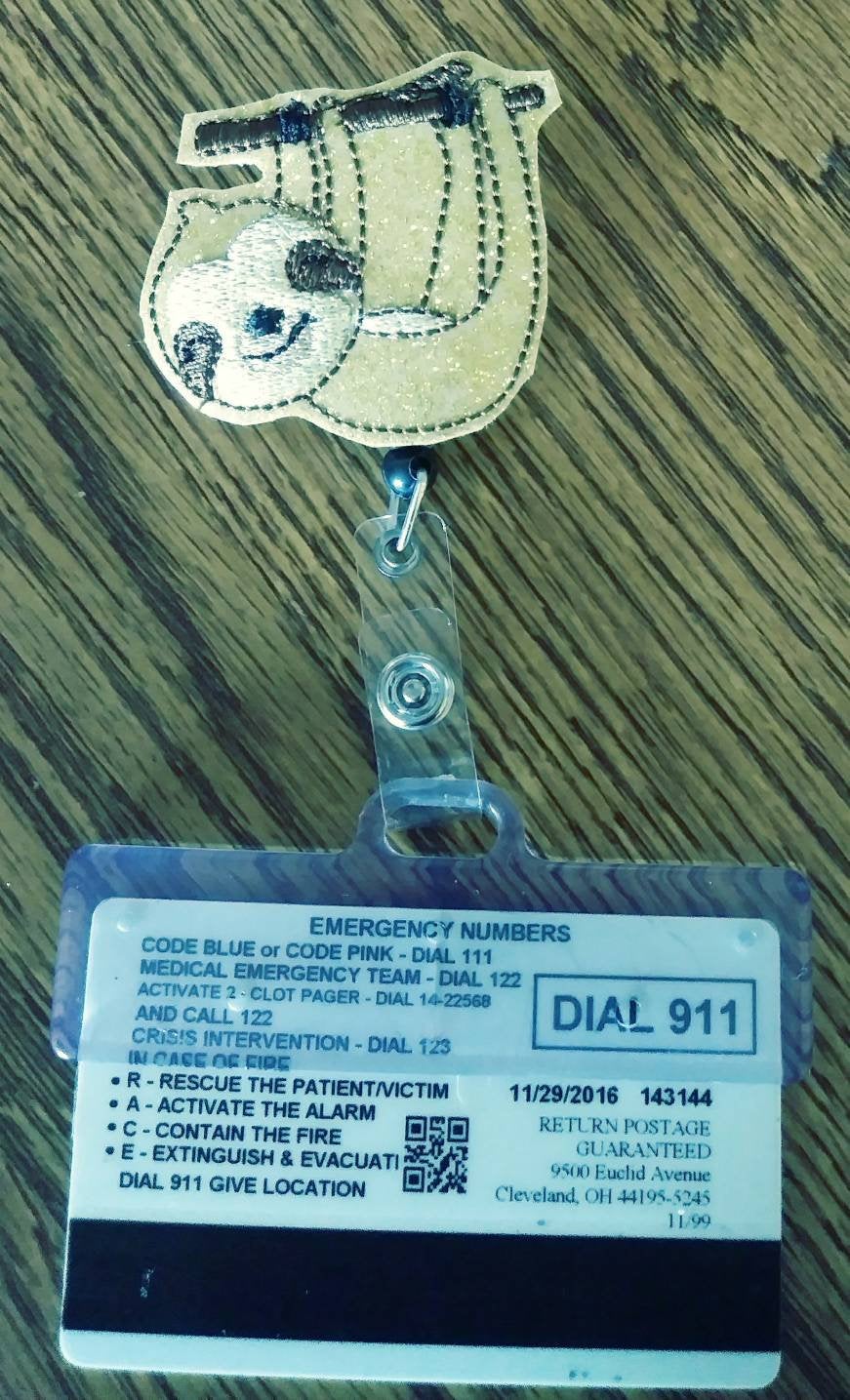 Sloth Badge Reel - Retractable ID Badge Holder - name badge holder