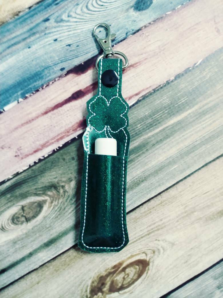 Shamrock - lip balm holder - party favor - St Patrick's Day - four leaf clover - luck - lucky - flash drive holder -  birthday party - tween