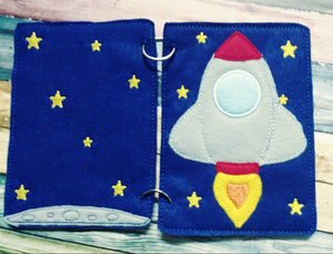 Outer Space - quiet book page  - Sun - space shuttle - planets -  road trip toy - Learning - Educational Toy - galaxy- stars - solar system