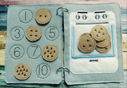 Learn to count  - Toddler quiet book page - toddler busy book - counting from 1 -10 page - learning page - number page - busy book