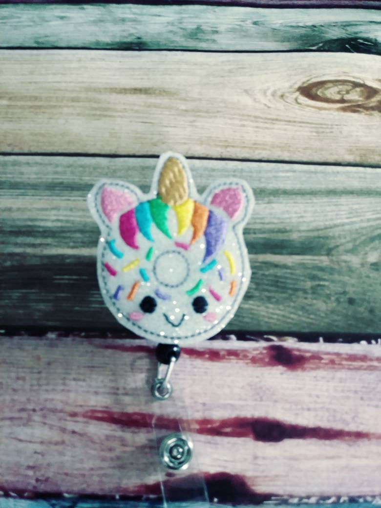 Unicorn Badge Reel - Retractable ID Badge Holder - name badge holder - retractable reel - cute badge reel - animal badge reel - badge clip