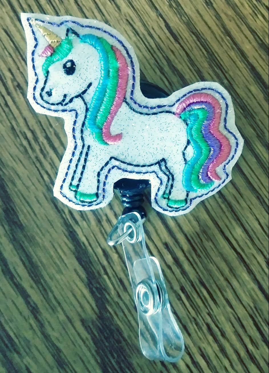 Unicorn Badge Reel - Retractable ID Badge Holder - name badge holder - retractable reel - cute badge reel - animal badge reel - badge clip