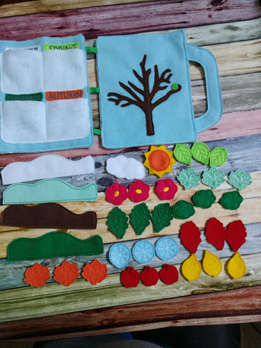 Four seasons quiet book - felt activity board - learning quiet board - felt board - Autumn - Winter - Spring - Summer