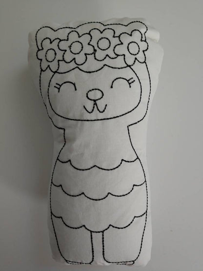 Llama plushie toy - washable coloring doll - color again and again - party favor - coloring toy - easter basket stuffer - alpaca