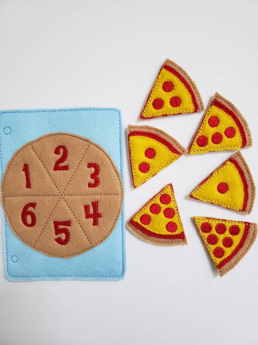 Learn to count - felt pizza counting quiet book page - number match - quiet book page - busy book