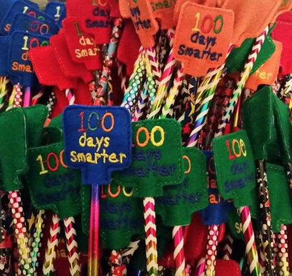 100 Days of School Classroom Party Favor - 100th day of school teacher gift - Pencil Toppers - 100 Days Celebration - Non Food Treat