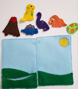 Quiet book page Dinosaur - toddler - preschool - Busy Book - Activity Book - Interactive
