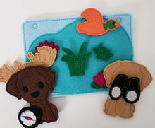 Felt dog finger puppet quiet book page - activity page - busy book - learning page