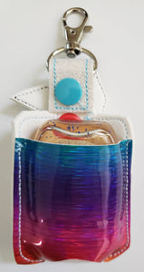 Hand sanitizer holder - glitter vinyl Pinwheel hand sanitizer holder - purse tag - sports bag tag - hand sanitizer fob - back pack tag