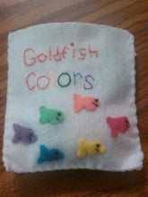 Colored Goldfish Crackers in a Felt Bag