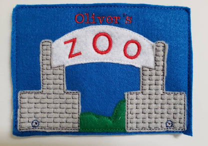 Zoo Animal Finger Puppets -  zoo storage bag - Free Personalization -  Quiet Toy - Busy Bag - Activity Bag - custom colors