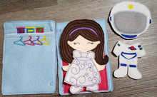 Astronaut girl felt paper doll - doll clothes storage - quiet activity page - busy book page