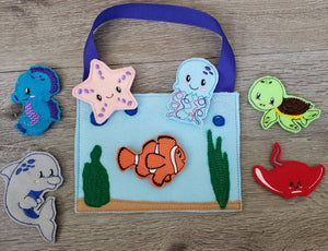 Felt finger puppet animal - Ocean Animal quiet book page -  Gift for kids - Party Favor - baby shower gift - Under the Sea - sea creatures