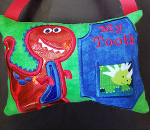 Dinosaur Tooth Fairy Pillow for Boys, Personalized Tooth Fairy Pillow, Tooth Fairy Gift, Hanging Tooth Fairy Pillow, Custom Tooth Pillow