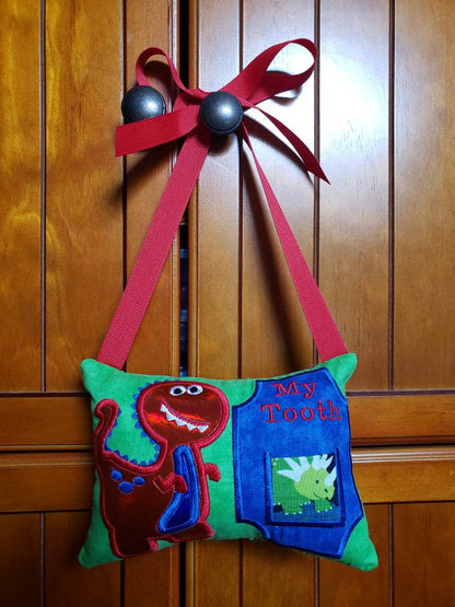 Dinosaur Tooth Fairy Pillow for Boys, Personalized Tooth Fairy Pillow, Tooth Fairy Gift, Hanging Tooth Fairy Pillow, Custom Tooth Pillow