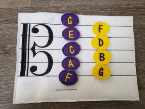 Learn How To Read Music - Quiet game board - music teacher tool- Felt Music Game - Movable Music Notes - alto clef - Music Scale
