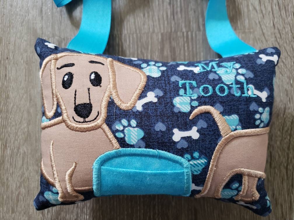 Tooth fairy pillow - dachshund - personalized - fantasy- keepsake tooth fairy pillow - girl - boy - tooth fairy pillow - custom colors
