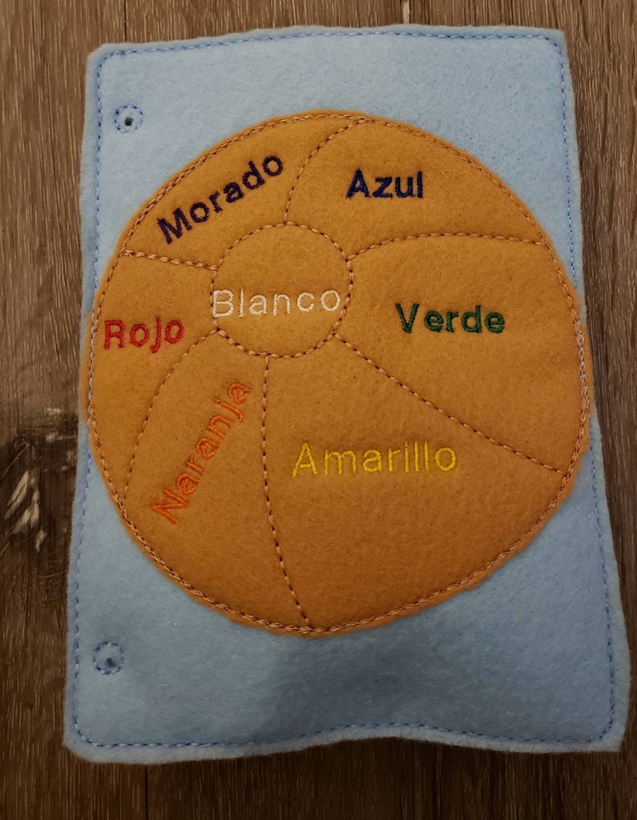 Color matching Quiet book page  - Spanish colors - color sorting busy book page - beach ball puzzle - educational - learning toy
