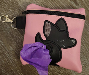 Black Chihuahua Poop Bag Pouch - gift for dog lover - Zipper Bag Holder- Gift for Dog Walker - veterinarian - dog breed - dog groomer