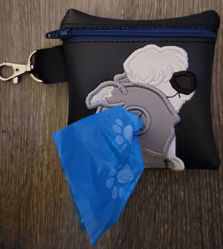 English Sheep Dog Poop Bag Pouch - gift for dog lover - Zippered poop bag holder-  Gift for Dog Walker - veterinarian - dog groomer