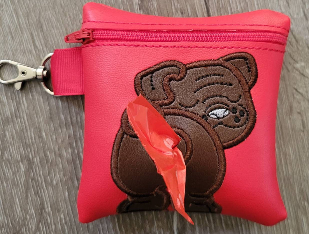 English Bulldog Poop Bag Pouch - gift for dog lover - Zippered poop bag holder-  Gift for Dog Walker - veterinarian - dog groomer