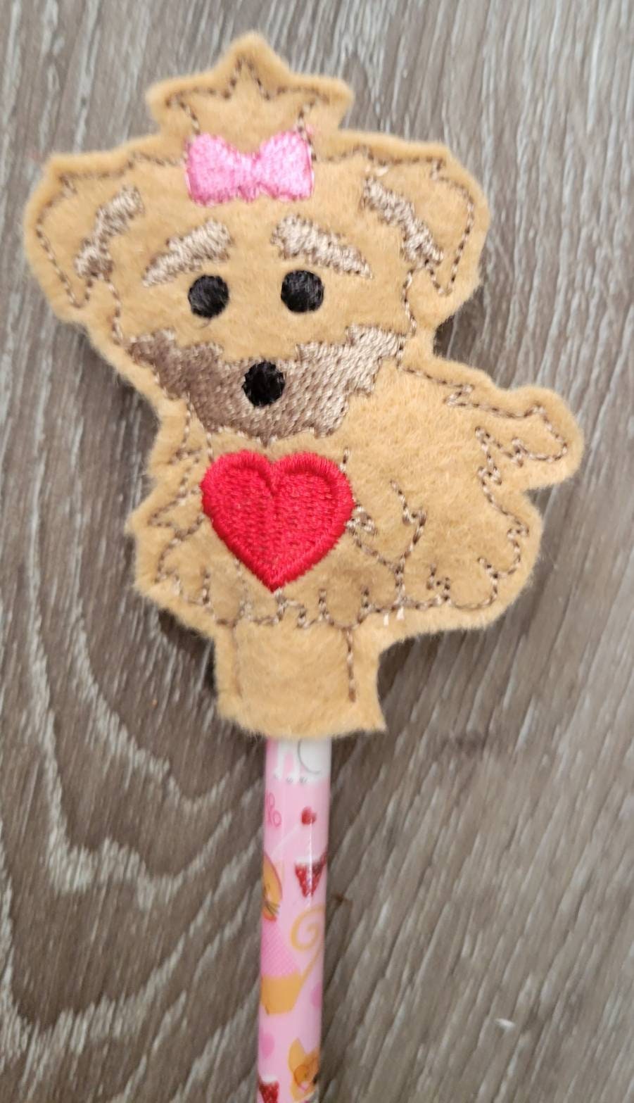 Valentines day gift - Dog Pencil Toppers - class party favor - Puppy Heart - gift for kids - Non Food Treat - Bulldog - German Shepard