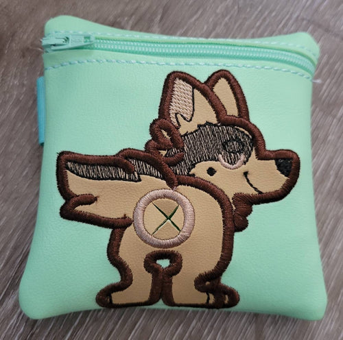 German Shepard Poop Bag Pouch - gift for dog lover - Zippered poop bag holder-  Gift for Dog Walker - veterinarian - dog groomer