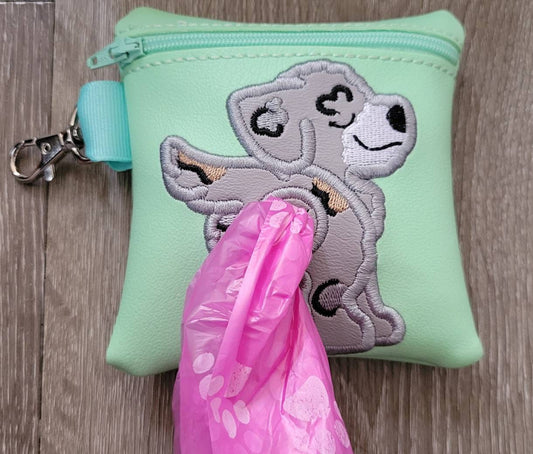 Aussie Doodle Poop Bag Pouch - gift for dog lover - Zippered poop bag holder-  Gift for Dog Walker - veterinarian - dog groomer