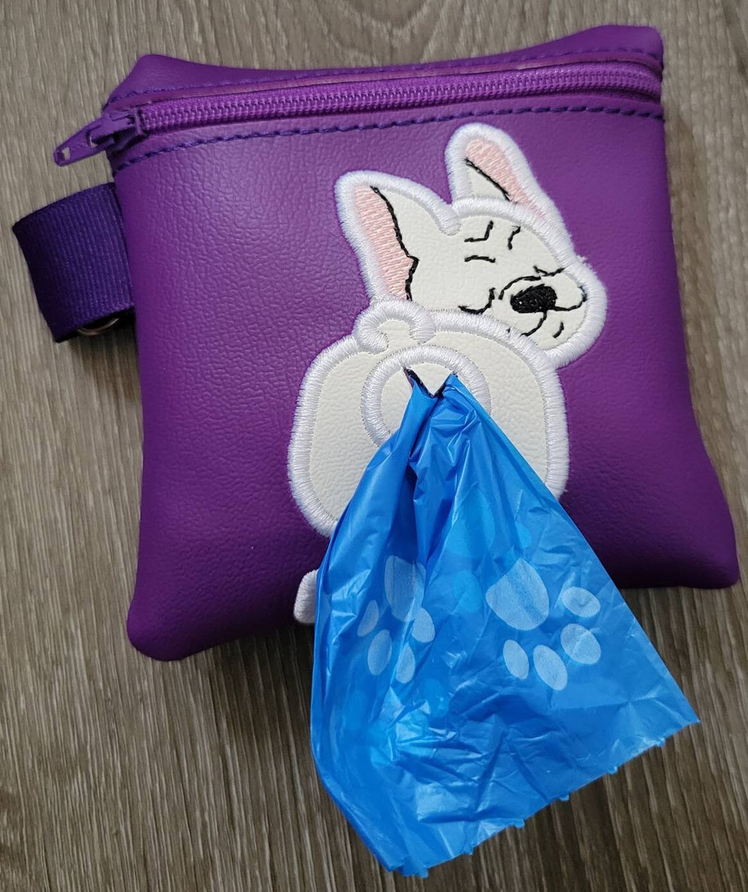 French Bulldog Poop Bag Pouch - gift for dog lover - Zippered poop bag holder-  Gift for Dog Walker - veterinarian - dog groomer