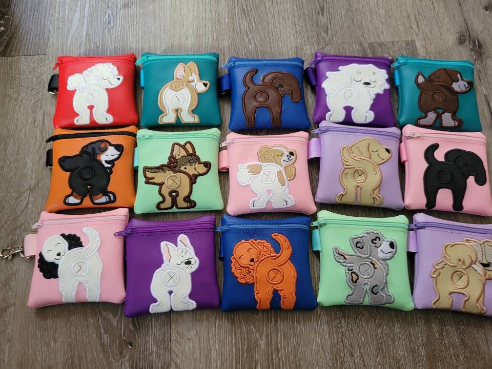 Boston Terrier Poop Bag Pouch - gift for dog lover - Zippered poop bag holder-  Gift for Dog Walker - veterinarian - dog groomer