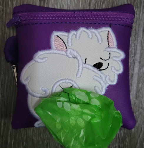 White Pomeranian Poop Bag Pouch - gift for dog lover - Zippered poop bag holder-  Gift for Dog Walker - veterinarian - dog groomer