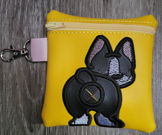 Boston Terrier Poop Bag Pouch - gift for dog lover - Zippered poop bag holder-  Gift for Dog Walker - veterinarian - dog groomer