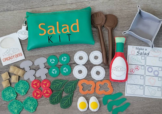 Felt Food Salad - Marine Vinyl Play Food -  pretend play - build your own salad - play kitchen - realistic toy Food - gift for teachers