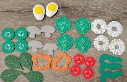 Felt Food Salad - Marine Vinyl Play Food -  pretend play - build your own salad - play kitchen - realistic toy Food - gift for teachers