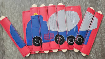Cement Truck Stick Puzzle - toddler quiet book page- Seven Pieces - motor skills - classroom - educational - Busy Bag - Activity Bag