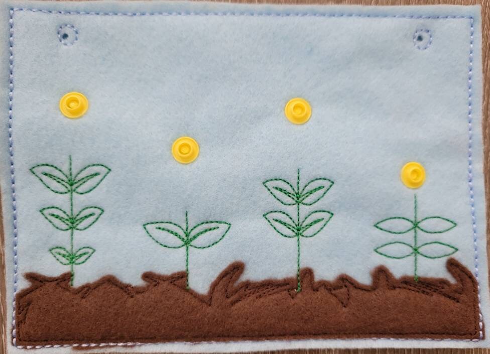 Snap a Flower Quiet book page - toddler quiet book - busy book page - educational - learning toy - sensory play - coordination