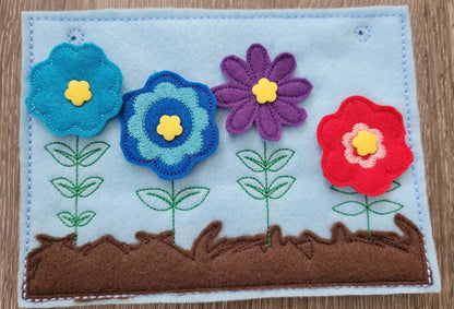 Snap a Flower Quiet book page - toddler quiet book - busy book page - educational - learning toy - sensory play - coordination