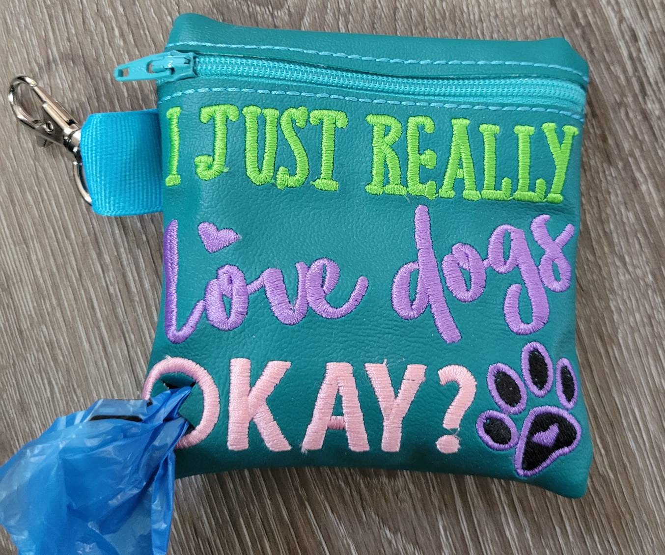 I just really love dogs Poop Bag Pouch - gift for dog lover - Zippered poop bag holder- Gift for Dog Walker - veterinarian - dog groomer