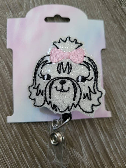 Shih Tzu Dog Breed Badge Reel - Retractable Name Badge Holder - uniform - ID Holder - Nurse Gift - Hospital Employee Gift