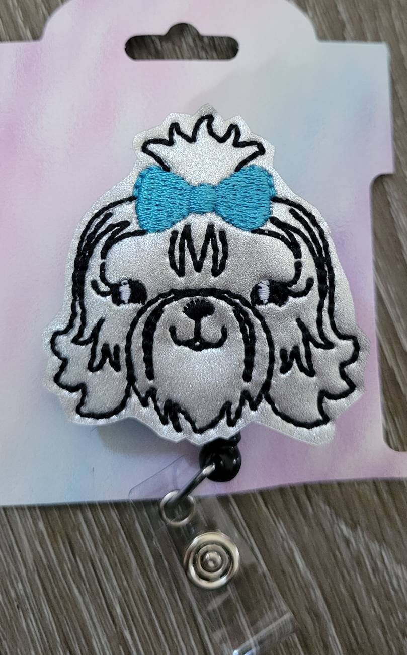 Shih Tzu Dog Breed Badge Reel - Retractable Name Badge Holder - uniform - ID Holder - Nurse Gift - Hospital Employee Gift