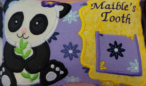 Panda Bear - Door Hanger Tooth Fairy Pillow - Lavender with Flowers - personalized keepsake - Girl tooth fairy pillow - custom colors