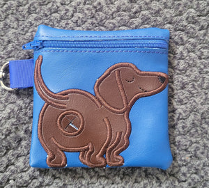 Dachshund Poop Bag Pouch - gift for dog lover - Zippered poop bag holder- Gift for Dog Walker - veterinarian - dog groomer