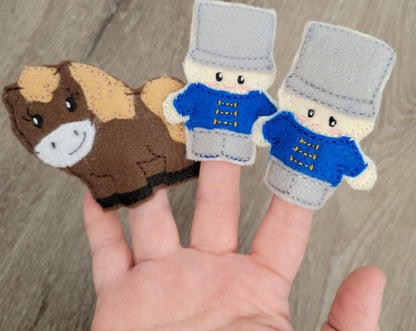 Humpty Dumpty Nursery Rhyme Finger Puppet Set - Cracked Egg - Kings Horses and Men - Educational