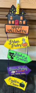 Hanging Happy Halloween Sign - Halloween Symbols Decoration - Vinyl Embroidered - Party Decoration