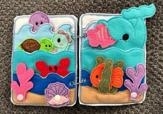 Under the Sea Ocean Animal Quiet Book - Toddler Quiet Activity Toy - Educational Gift For Kids - Learning Toy - Busy Book - Finger Puppets